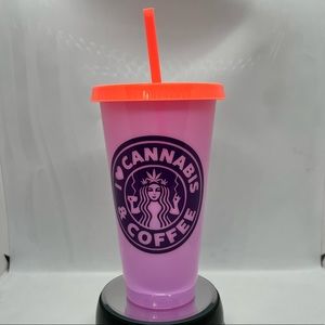 Color Changing Cold Cup 24oz 709ml I HEART CANNABIS & COFFEE NWOT